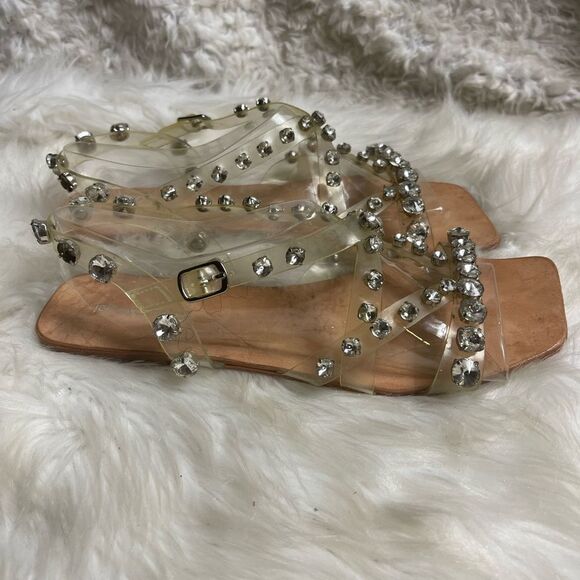 Jeffrey Campbell Rhinestone Studded Clear Strappy Sandals SZ 10 - Picture 4 of 10